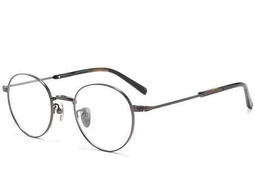 Lunettes rondes en titane brun #BS0218-0157