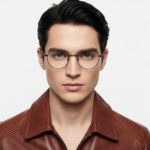 Lunettes rondes en titane brun #BS0218-0157