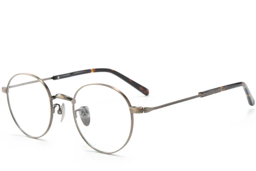 Lunettes rondes en titane brun #BS0218-0158