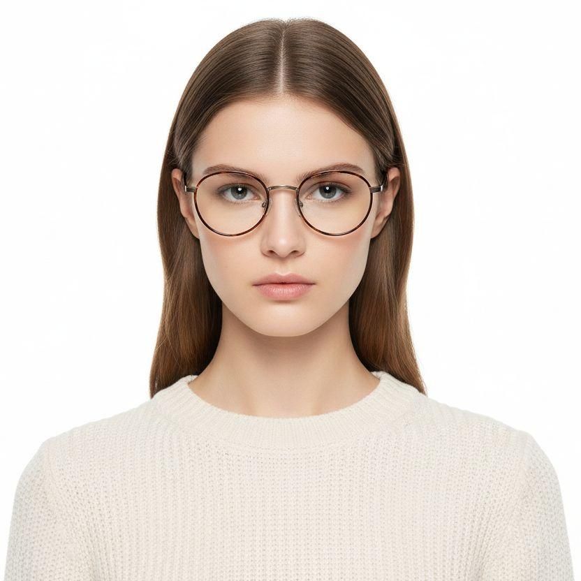 Round Brown Titanium Glasses #BS0218-0158