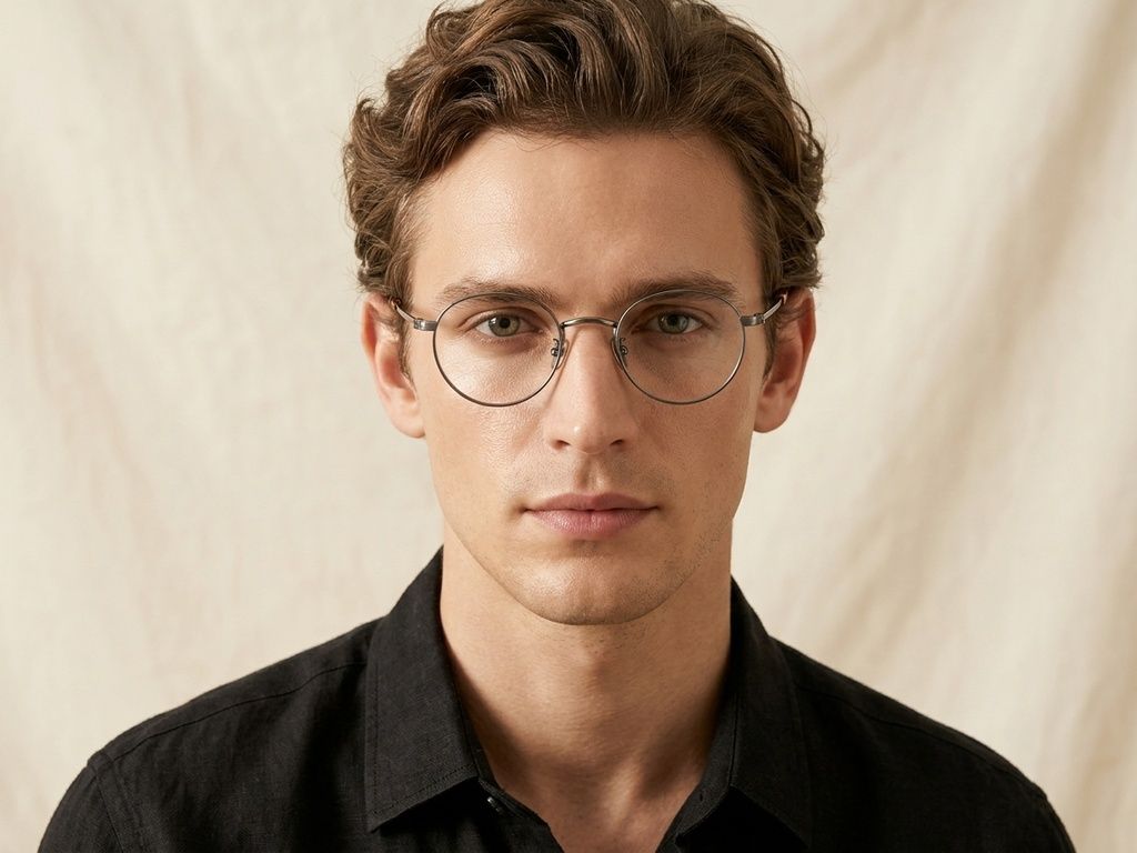 Round Silver Titanium Glasses #BS0218-0159