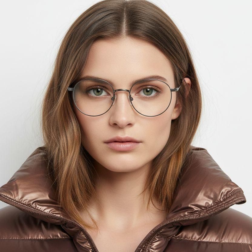 Round Silver Titanium Glasses #BS0218-0159