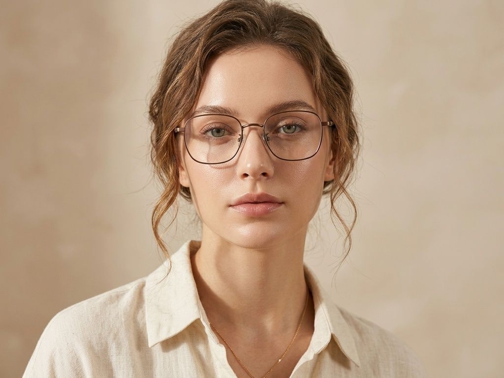 Rectangular Brown Titanium Glasses #BS0218-0162