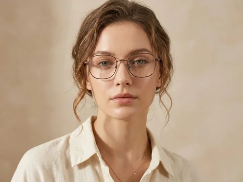 Lunettes rectangulaires en titane brun #BS0218-0162