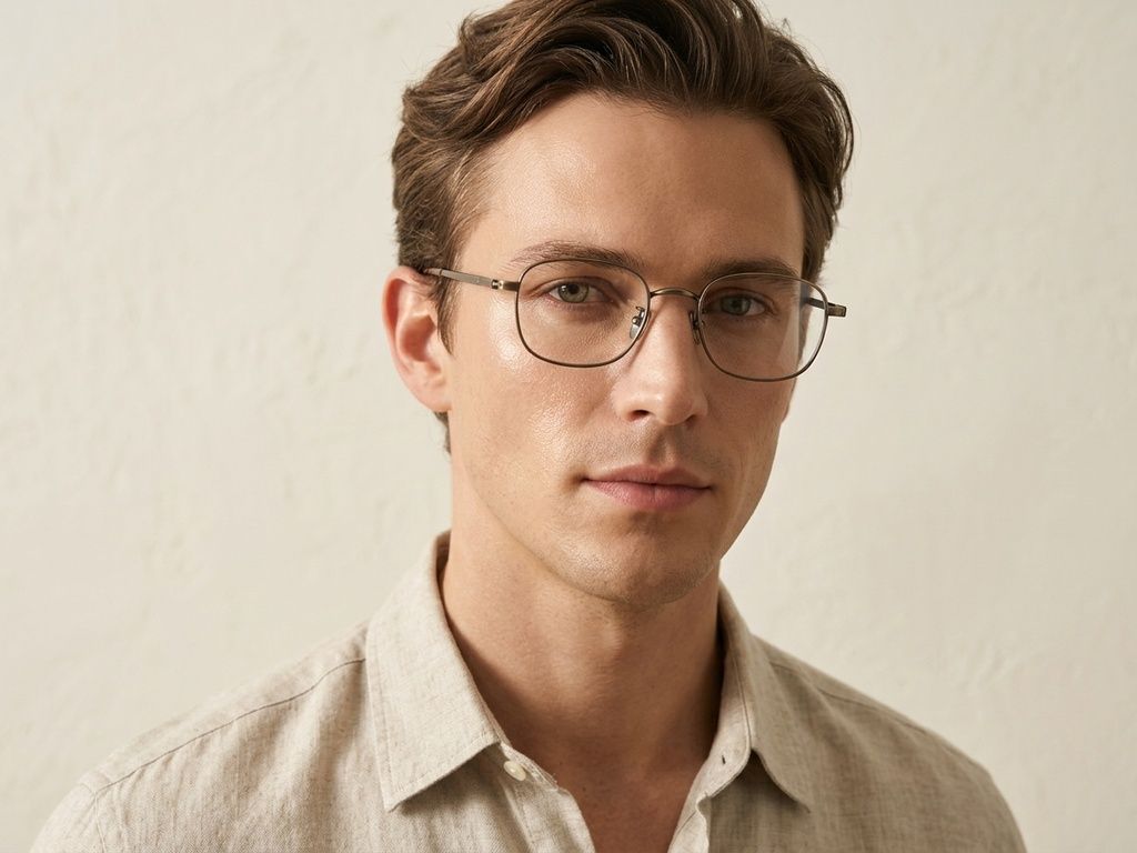 Rectangular Brown Titanium Glasses #BS0218-0163