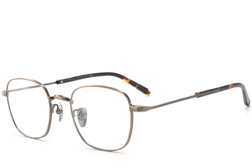 Lunettes rectangulaires en titane brun #BS0218-0163