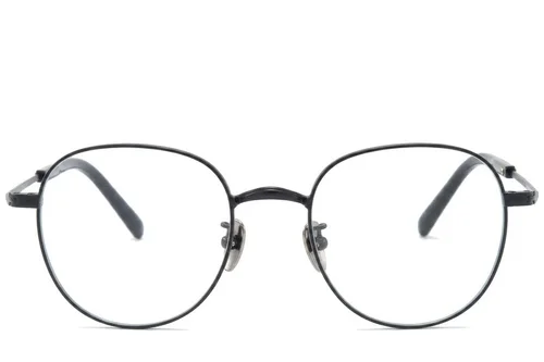 Lunettes ovales en titane noir #BS0218-0166