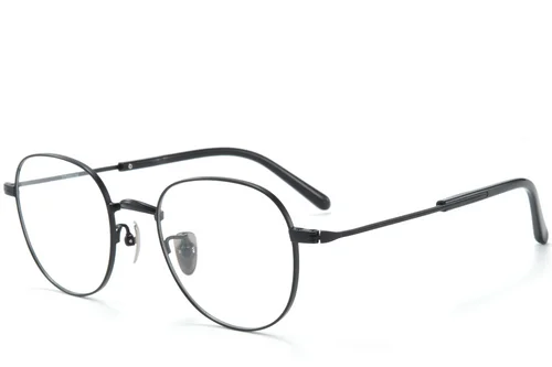 Lunettes ovales en titane noir #BS0218-0166
