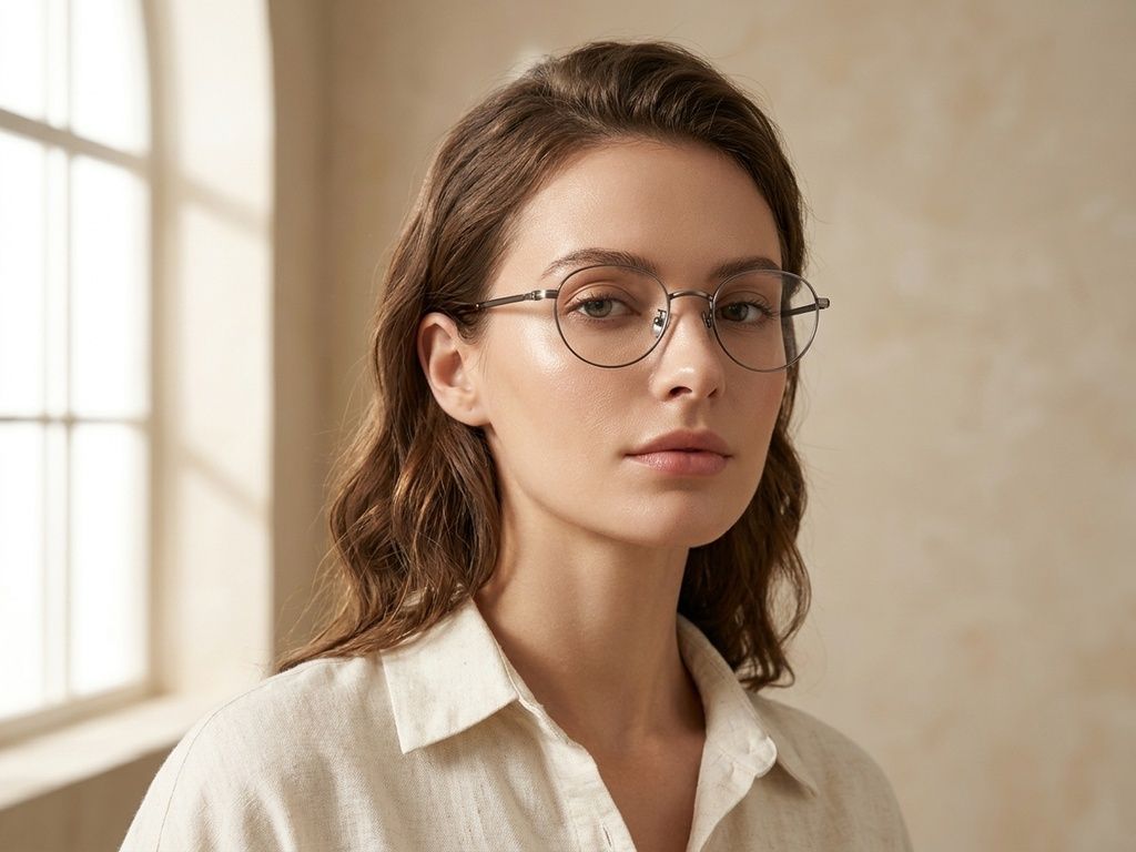 Gafas ovaladas de titanio marrón #BS0218-0167