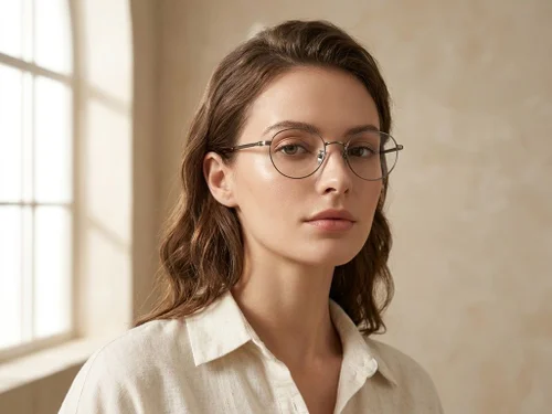 Lunettes ovales en titane brun #BS0218-0167