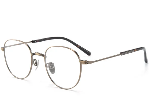 Lunettes ovales en titane brun #BS0218-0168