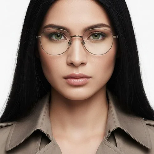 Lunettes ovales en titane brun #BS0218-0168