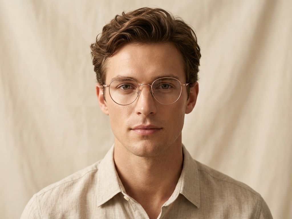 Oval Golden Titanium Glasses #BS0218-0170
