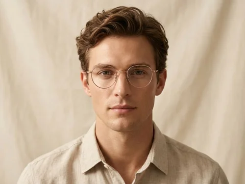 Lunettes ovales en titane doré #BS0218-0170
