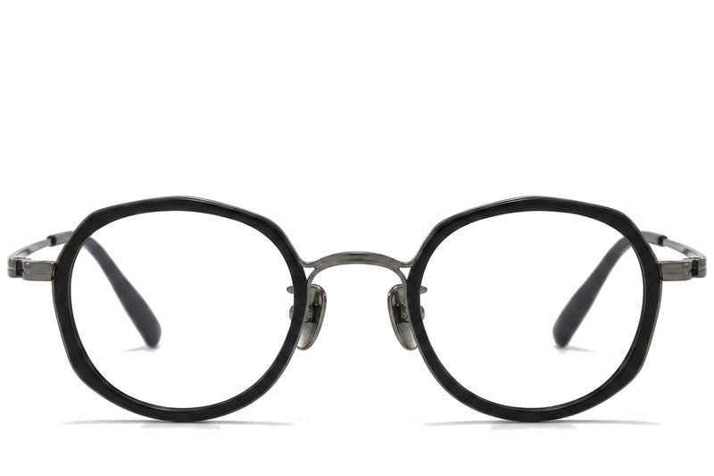 Oval Black Titanium & Acetate Glasses #BS0218-0171