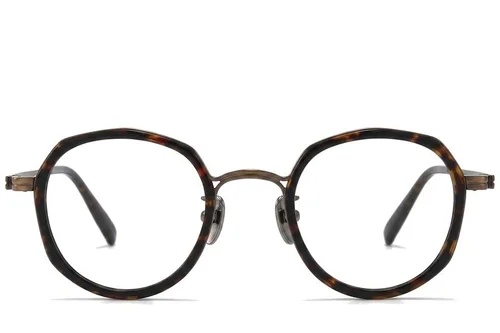 Lunettes ovales en titane écaille de tortue #BS0218-0172