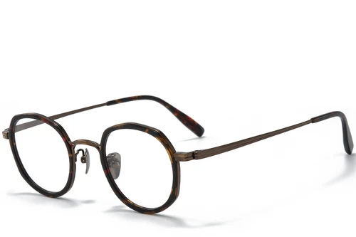 Oval Tortoiseshell Titanium Glasses #BS0218-0172