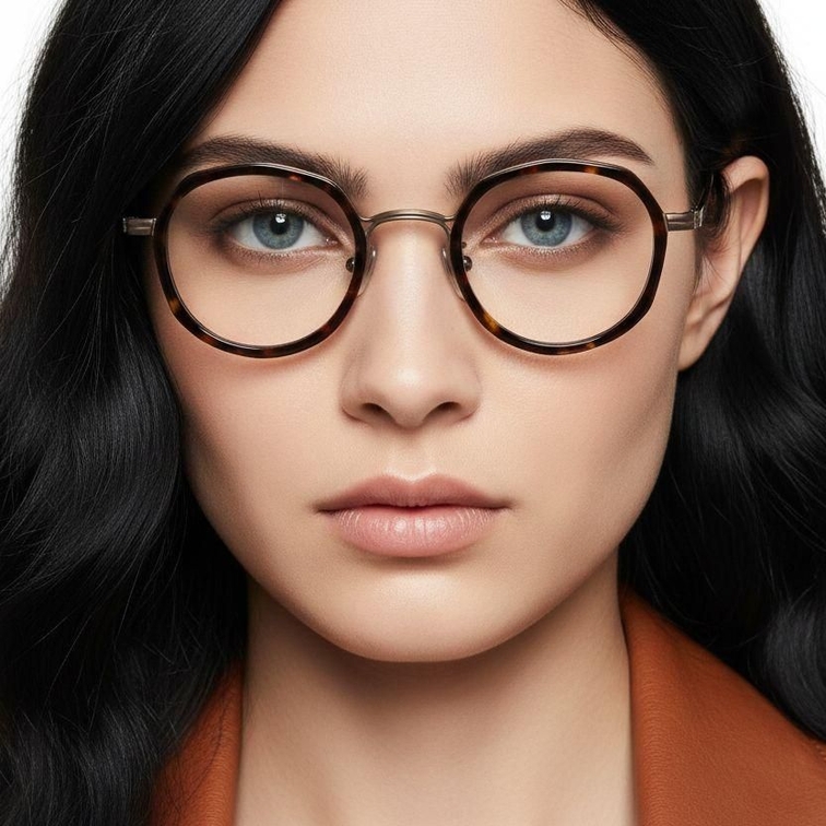 Gafas de titanio ovaladas de carey n.° BS0218-0172