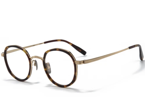 Oval Tortoiseshell Titanium Glasses #BS0218-0173