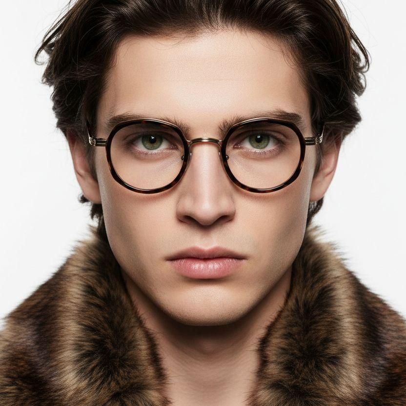 Oval Tortoiseshell Titanium Glasses #BS0218-0173