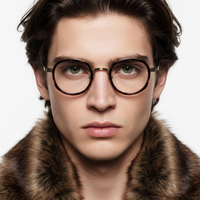 Gafas de titanio ovaladas de carey n.° BS0218-0173