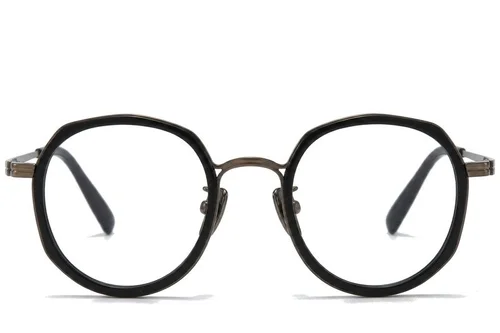 Lunettes ovales en titane noir #BS0218-0174