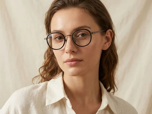 Lunettes ovales en titane noir #BS0218-0174