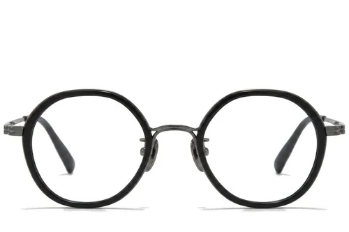 Lunettes ovales en titane noir #BS0218-0175