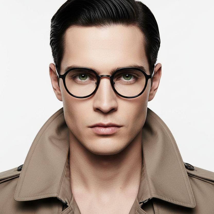 Ovale schwarze Titanbrille #BS0218-0175