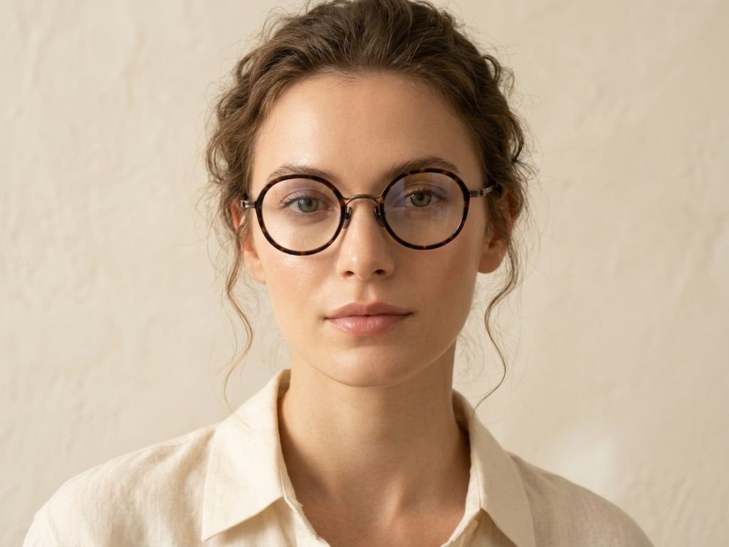 Lunettes ovales en titane écaille de tortue #BS0218-0176