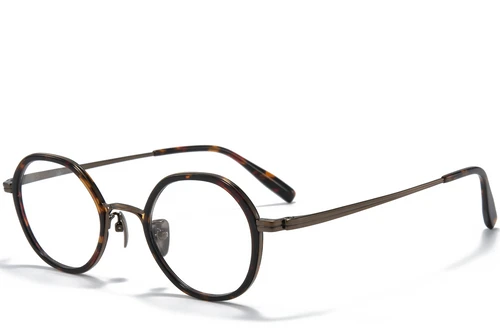 Oval Tortoiseshell Titanium Glasses #BS0218-0176