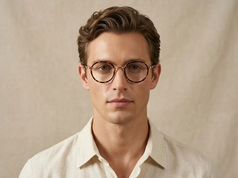 Lunettes ovales en titane écaille de tortue #BS0218-0177
