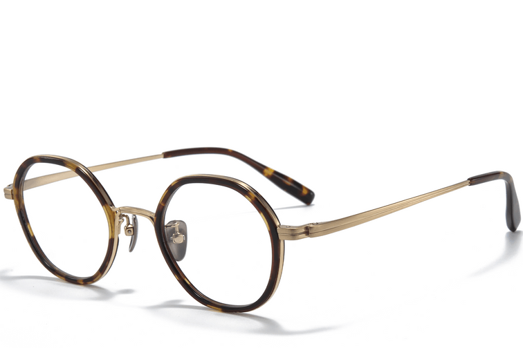 Gafas de titanio ovaladas de carey n.° BS0218-0177