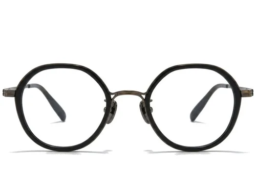 Lunettes ovales en titane noir #BS0218-0178
