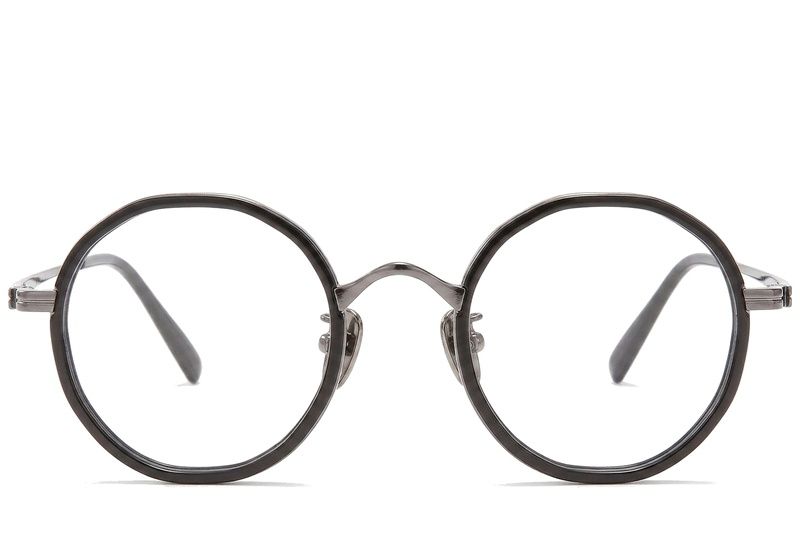 Gafas redondas de titanio negro #BS0218-0179