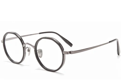 Lunettes rondes en titane noir #BS0218-0179