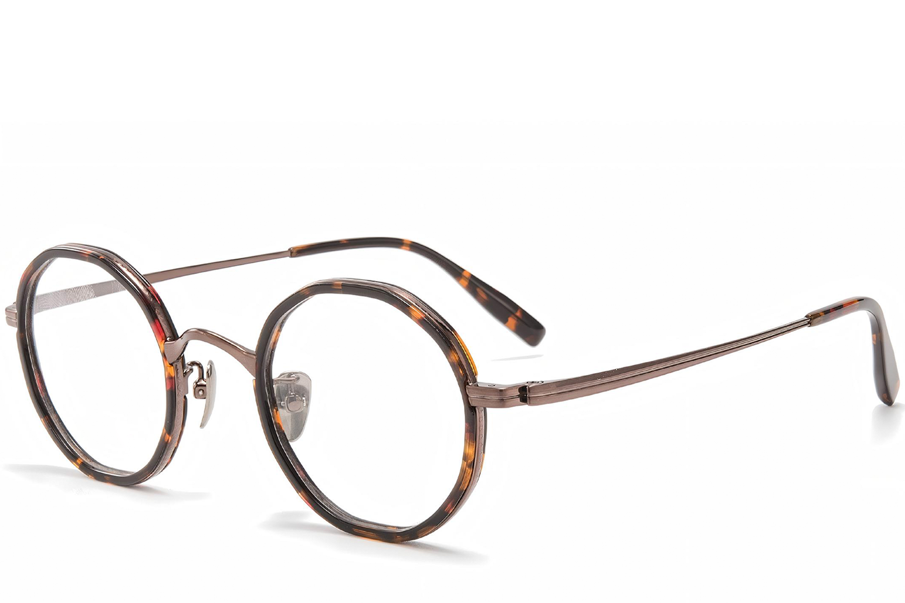Round Tortoiseshell Titanium Glasses #BS0218-0180