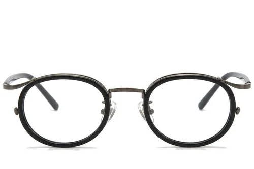 Lunettes ovales en titane noir #BS0218-0183