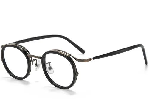 Lunettes ovales en titane noir #BS0218-0183