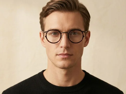 Lunettes ovales en titane écaille de tortue #BS0218-0184