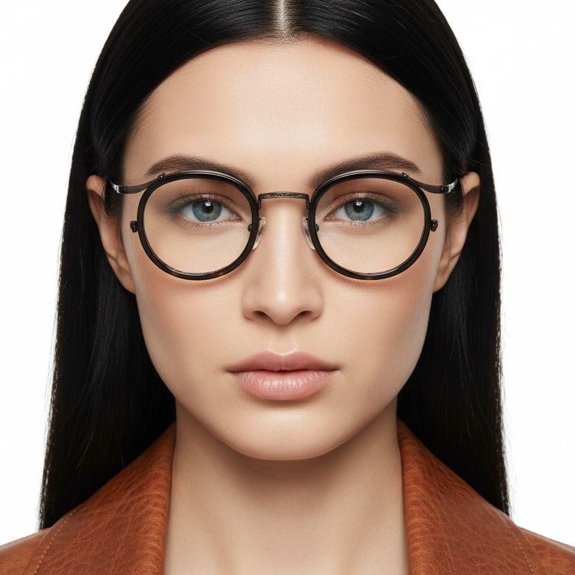 Oval Tortoiseshell Titanium Glasses #BS0218-0184