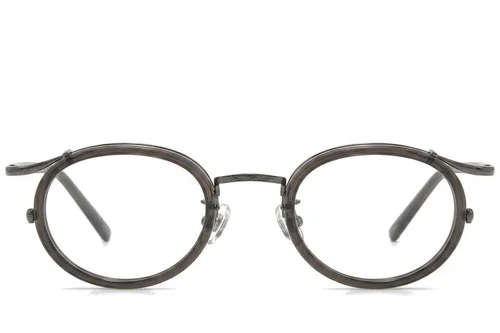 Lunettes ovales en titane gris #BS0218-0185