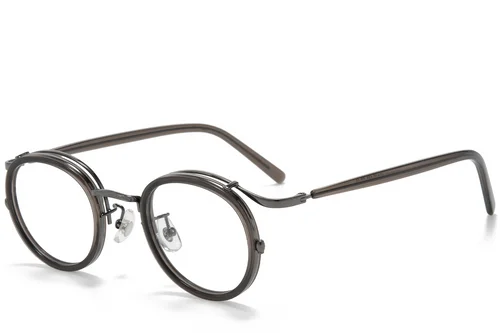 Lunettes ovales en titane gris #BS0218-0185