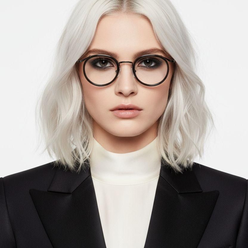 Gafas de titanio gris ovaladas #BS0218-0185