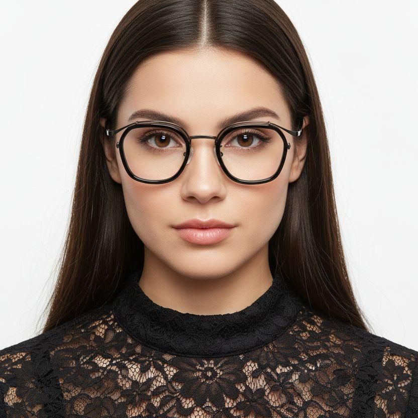 Geometric Black Titanium Glasses #BS0218-0187