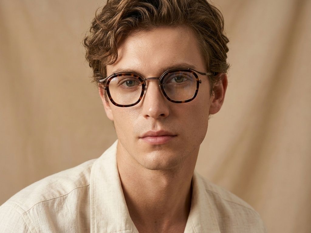 Geometric Tortoiseshell Titanium Glasses #BS0218-0188