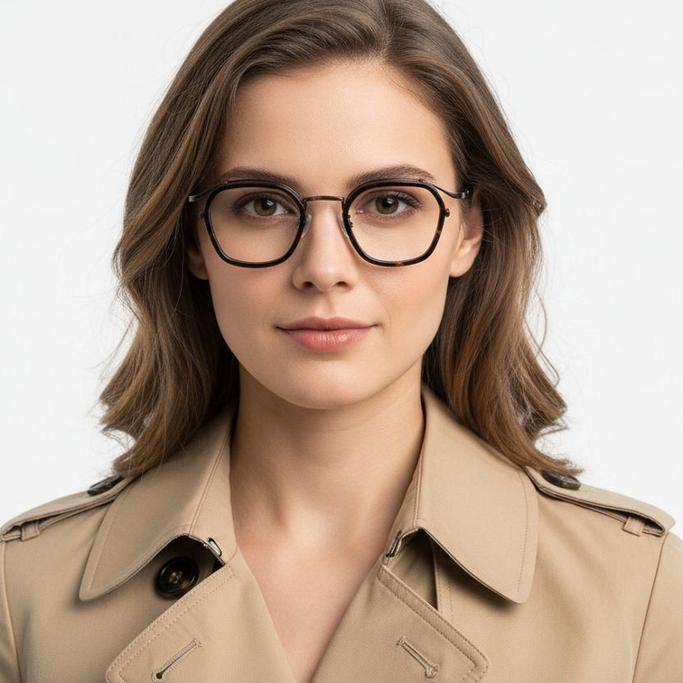 Geometric Tortoiseshell Titanium Glasses #BS0218-0188