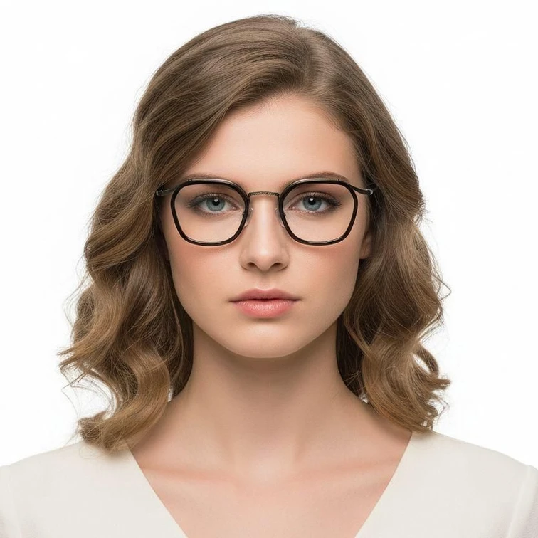 Gafas geométricas de titanio marrón #BS0218-0189