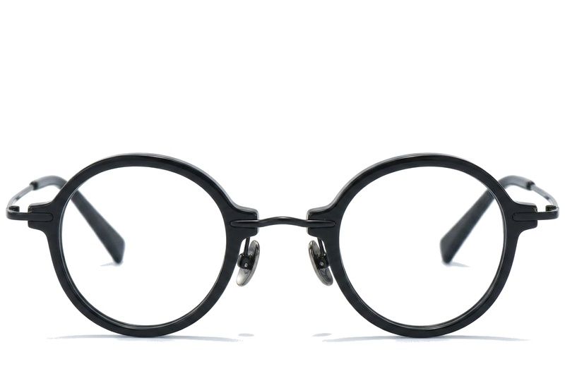 Gafas redondas de titanio negro #BS0218-0191