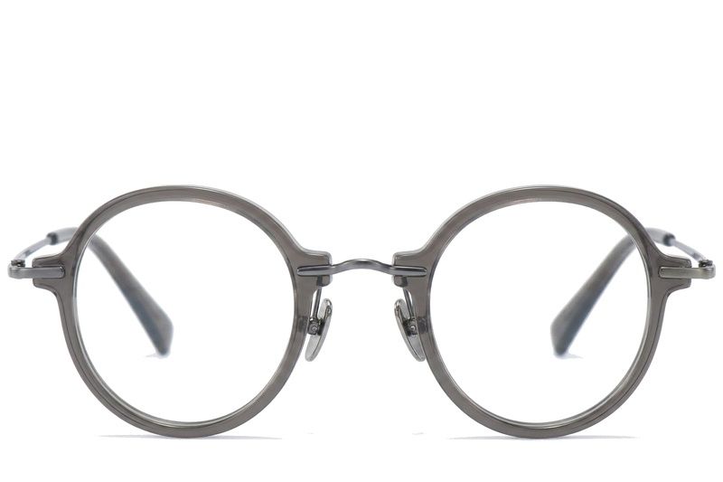 Gafas redondas de titanio gris #BS0218-0192